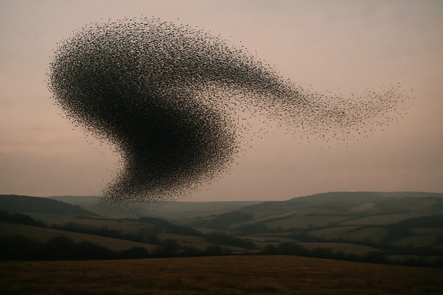 Immense Flock of Starlings Creates