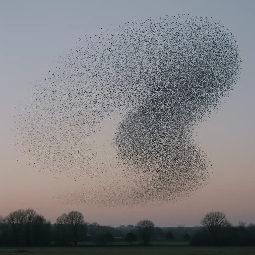 Vast Flock of Starlings Creates Mesmerizing