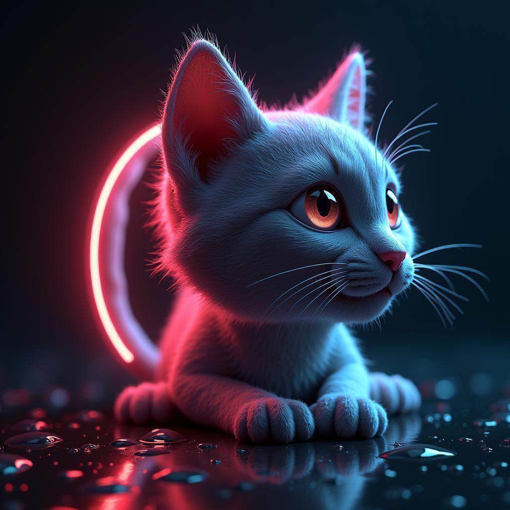 Neon Fibonacci Cat in Unreal Engine Detail