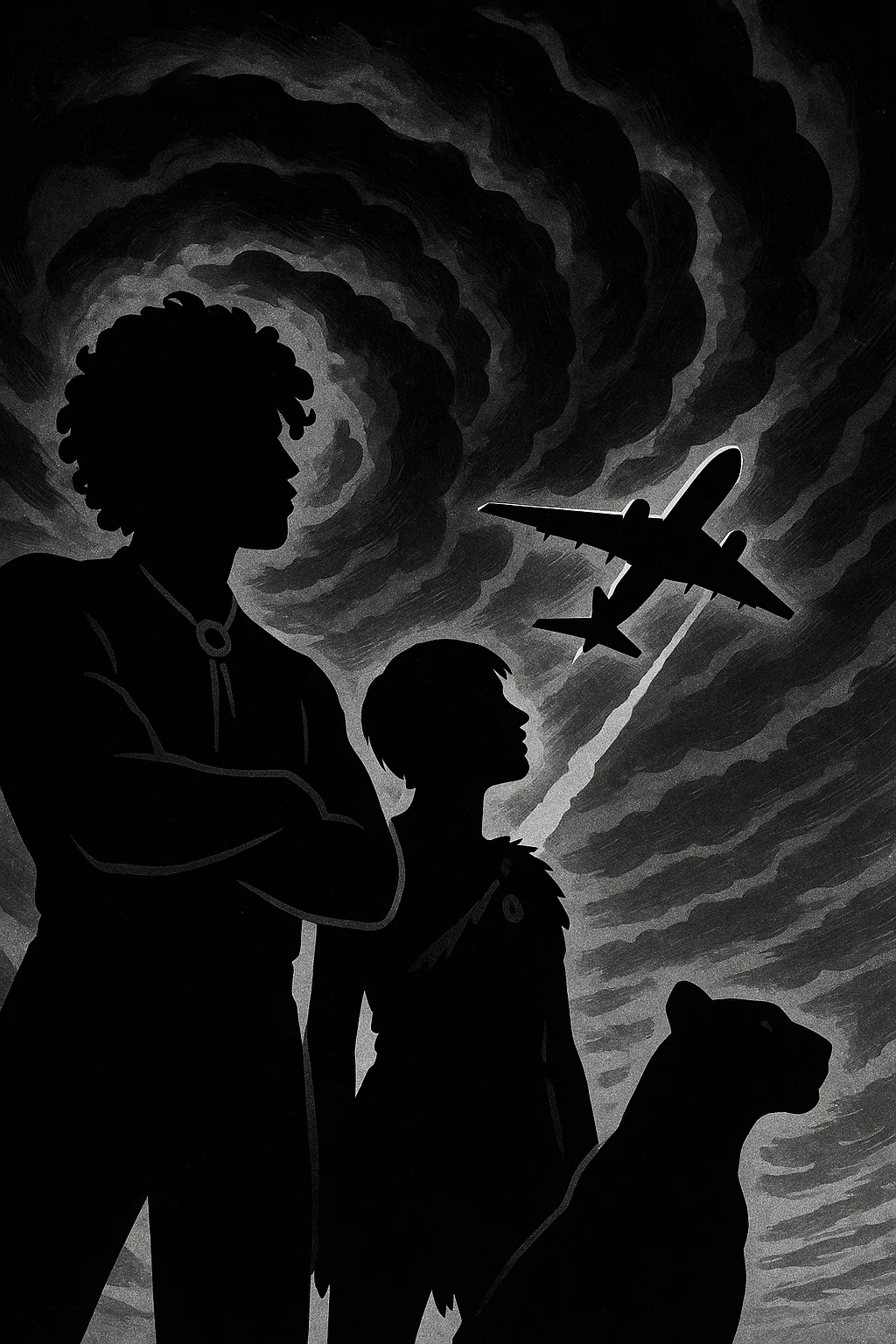 Curly-haired Sub-Saharan Figure with a Bolo Tie and Crossed Arms