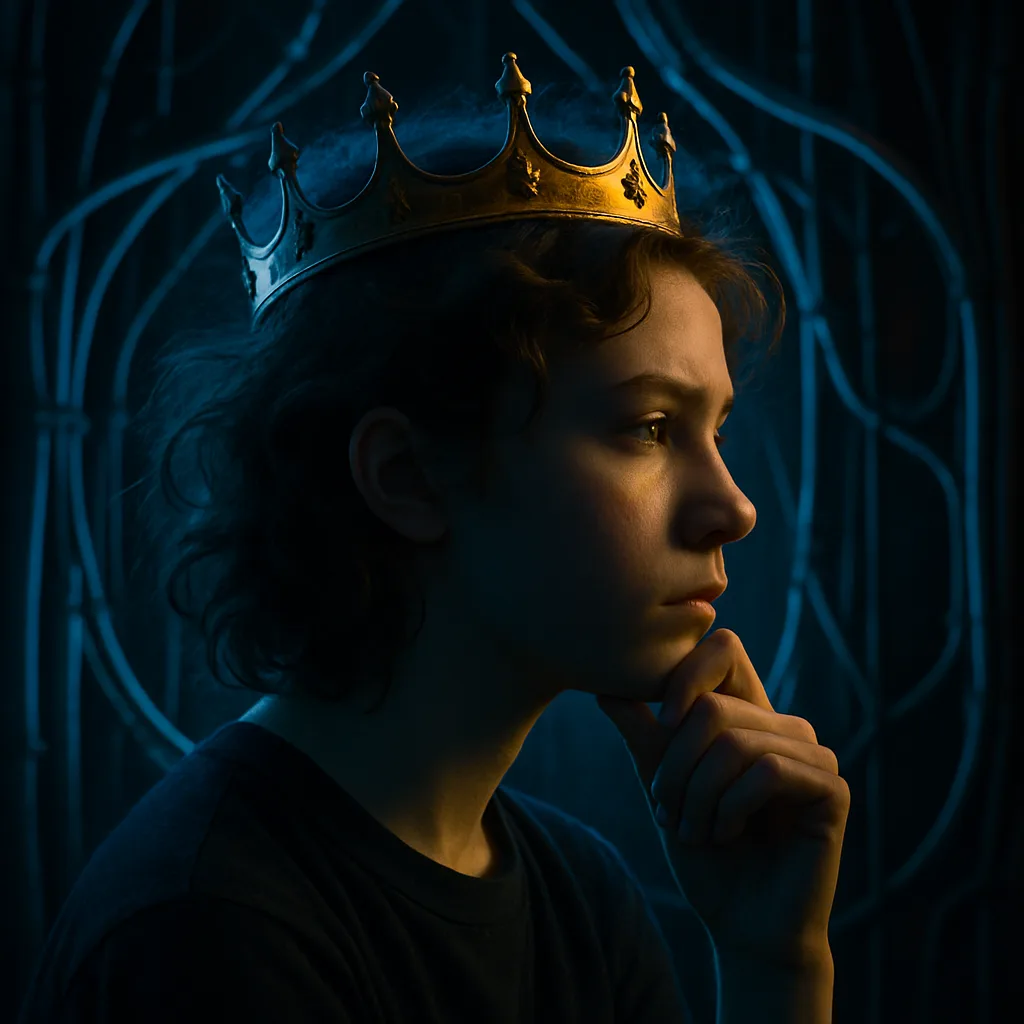 Crown-adorned Teenage Thinker in Profile