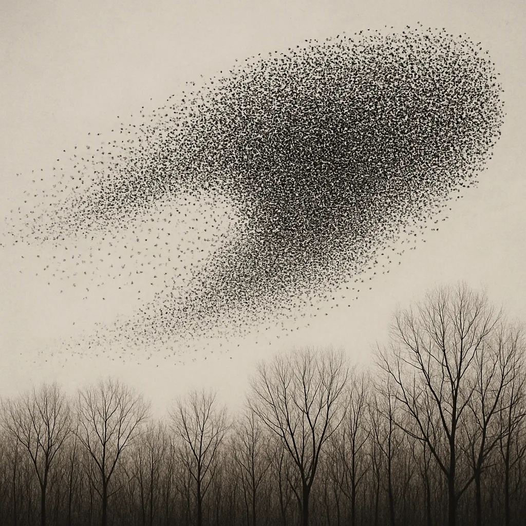 Vast Flock of Starlings Creates