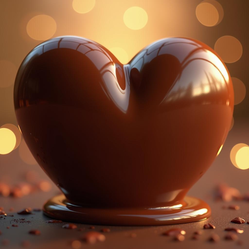 Molten Chocolate Heart in Golden Light
