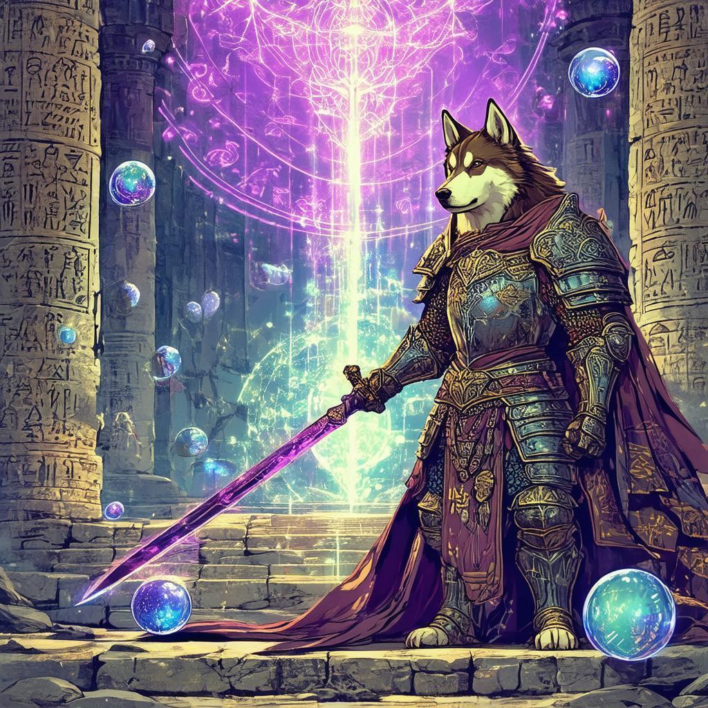 Armored Dog Warrior in a Mystic Realm