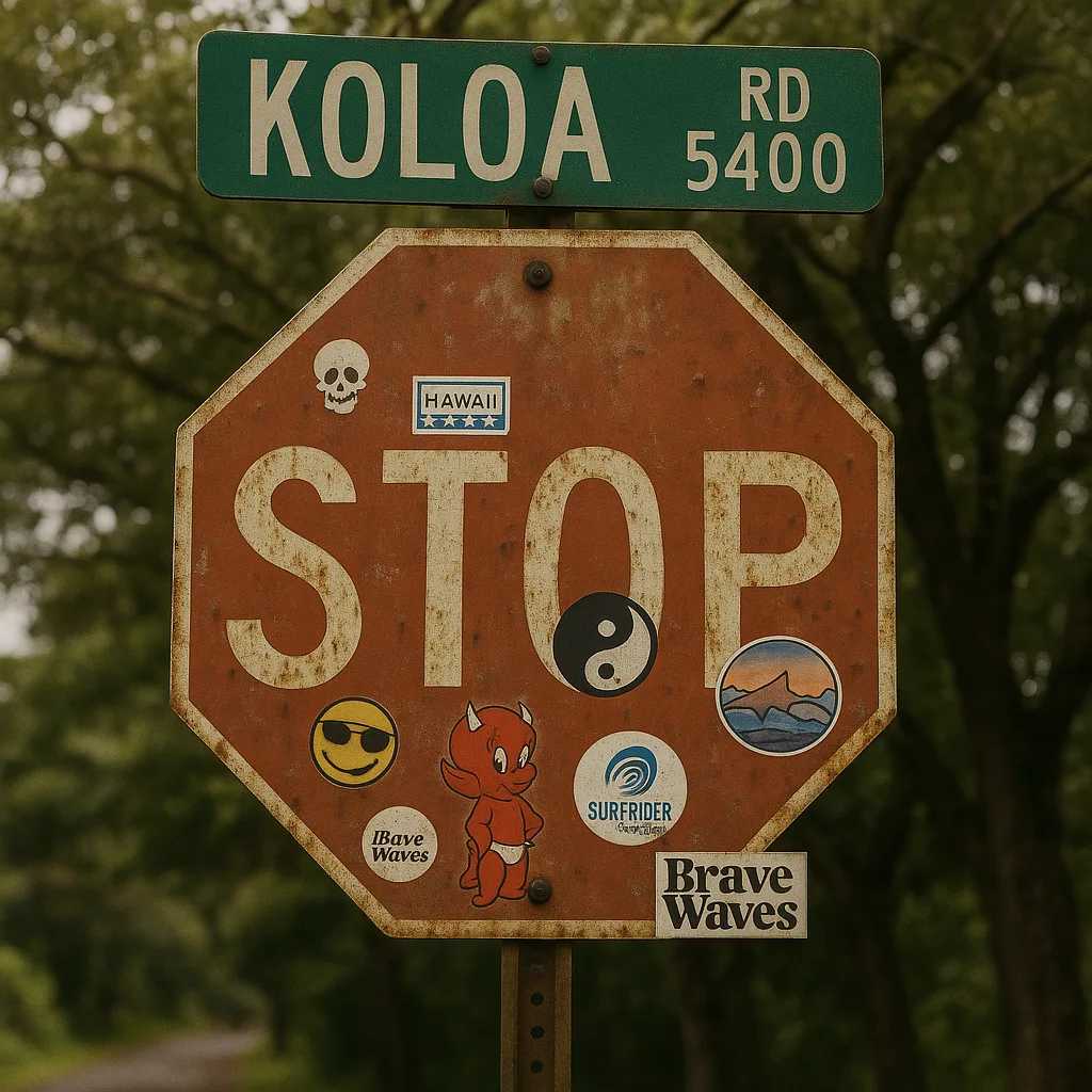 Weathered Stop Sign with Stickers on It
