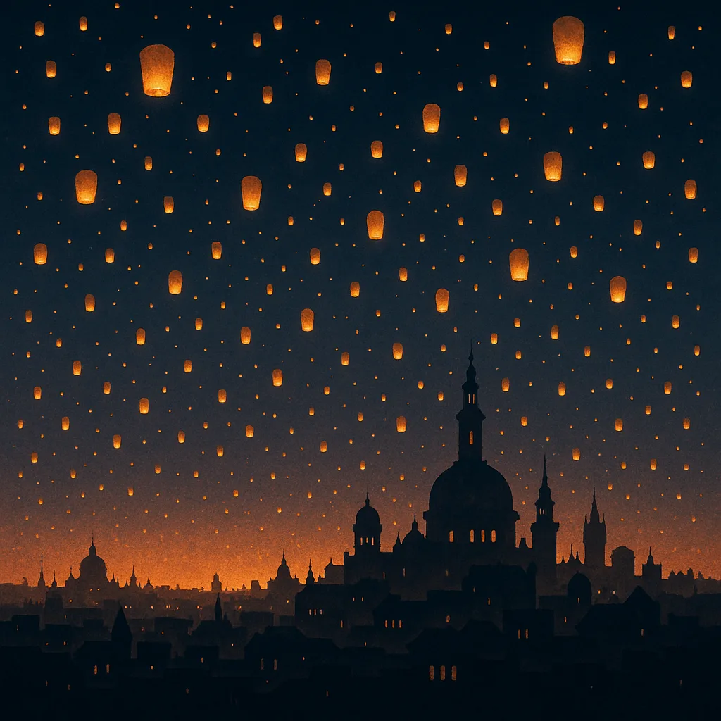 Innumerable Glowing Lanterns Drift Skyward