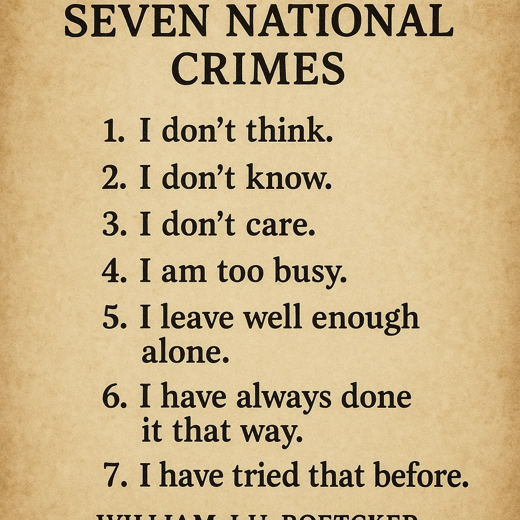 Quote by William J.H. Boetcker Listing "Seven National Crimes"