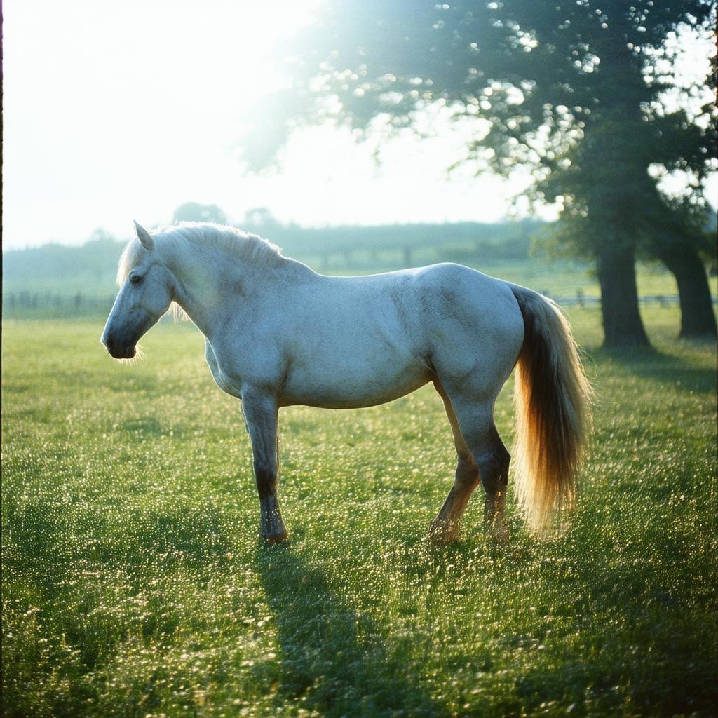 Majestic Horse in a Sunlit CineStill Field