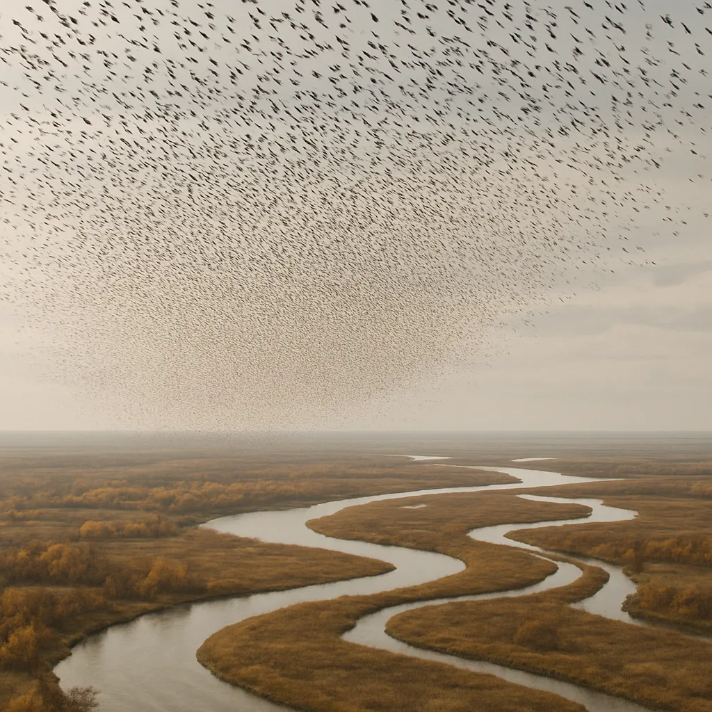 Immense Flock of Migratory Birds