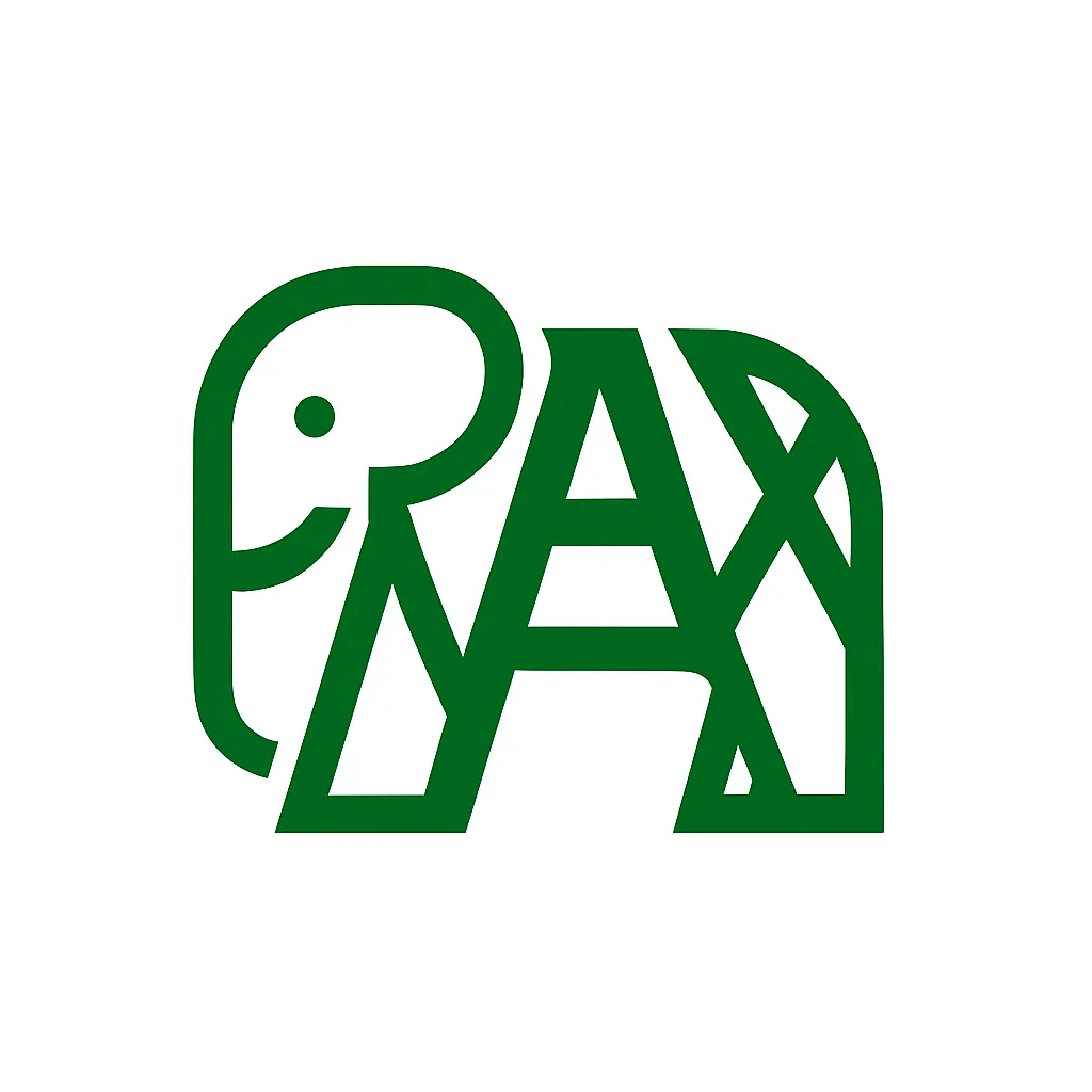 Minimal Elephant Silhouette Facing Right by Creatively Arranging the Letters