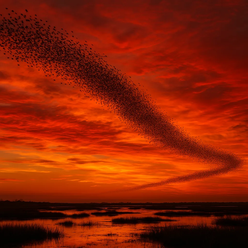 Innumerable Migrating Birds Form a Vast