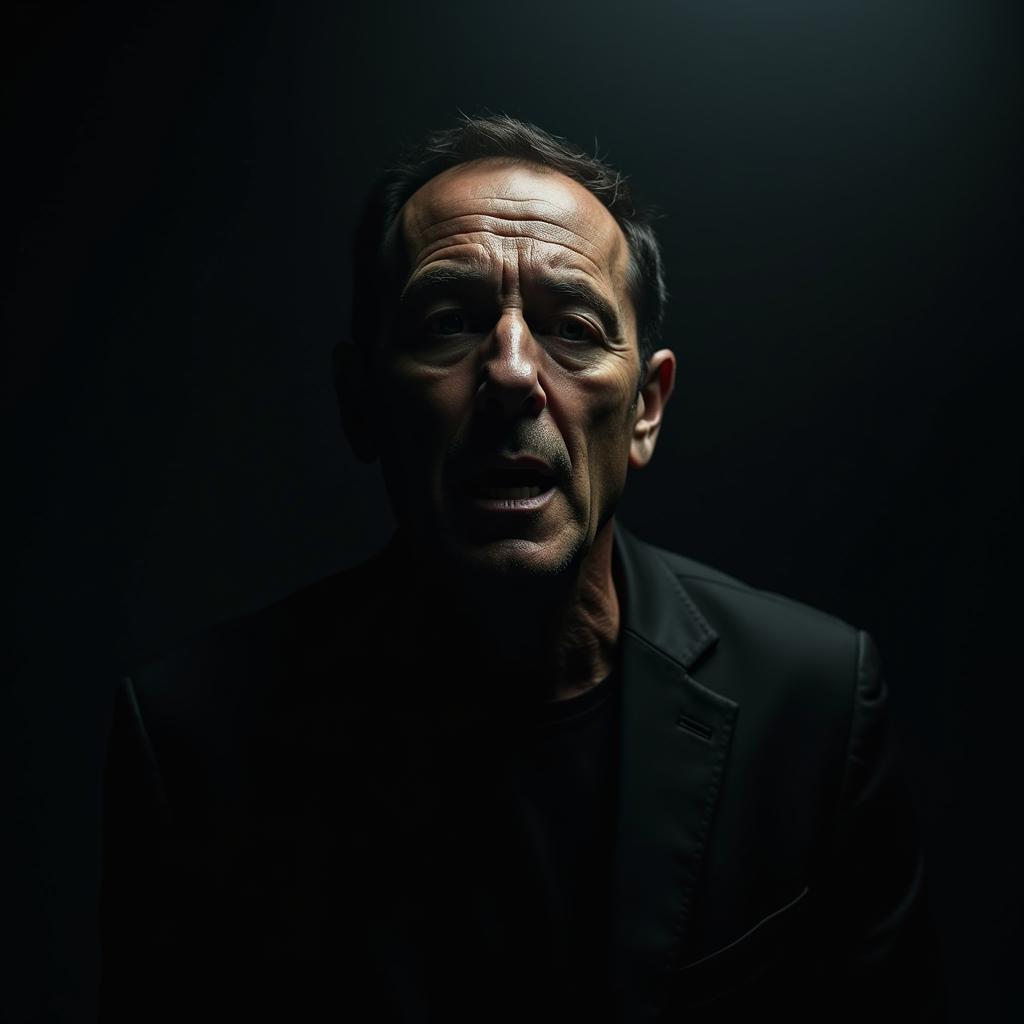Contorted Face in Moody Cinematic Shadow