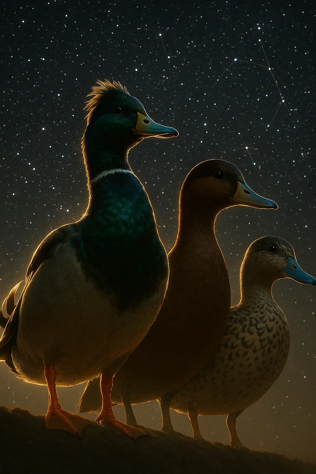 Three Distinct Drakes Are Masterfully Composed with Vibrant Complementary Colors