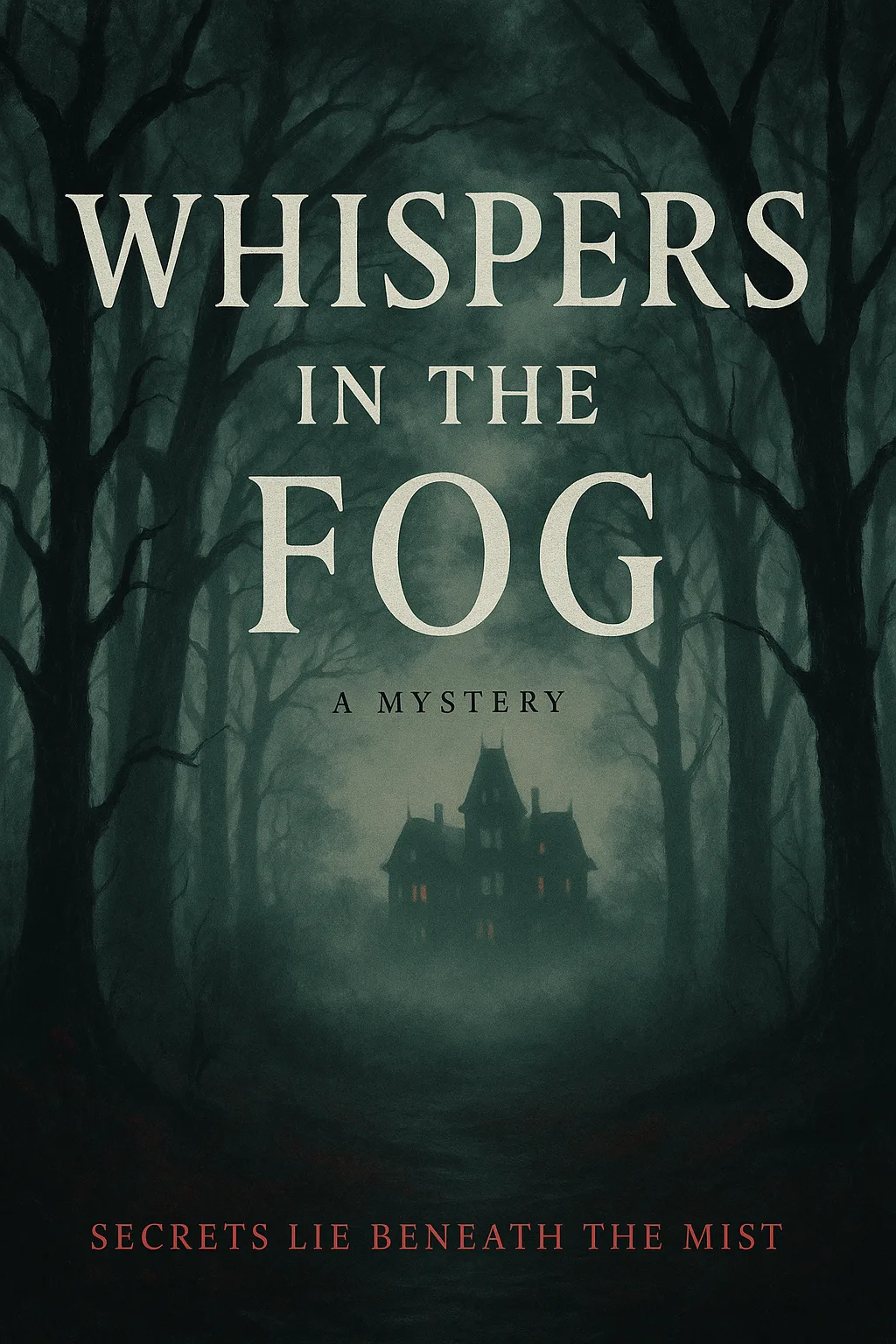 Captivating Cover for a Mystery Novel Titled "Whispers