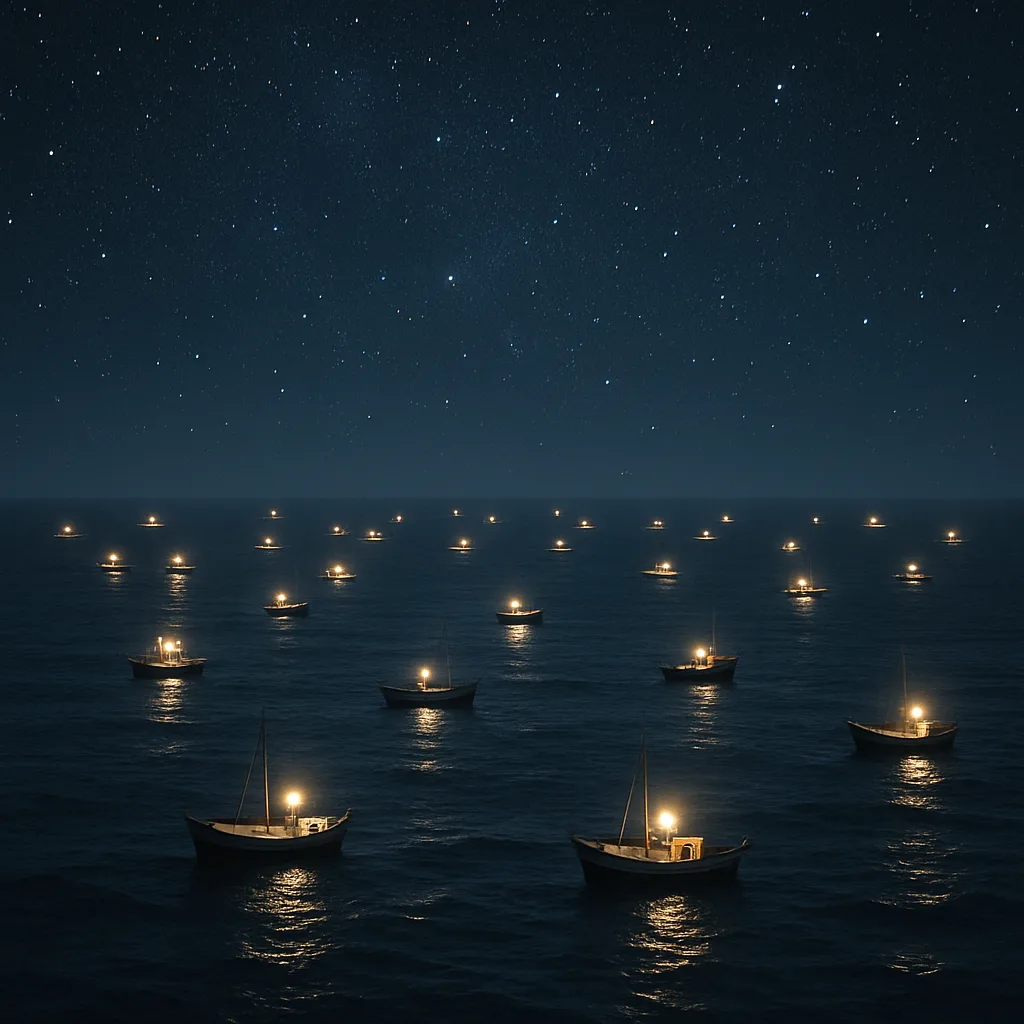 Multitude of Tiny Fishing Boats