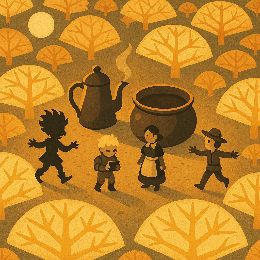 Four Minuscule Figures—a Trickster Silhouette with Voluminous Hair in Medieval