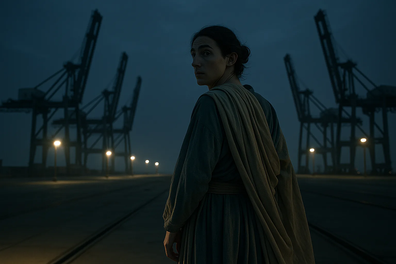 Slender Lover in Ancient Robes Glances Back