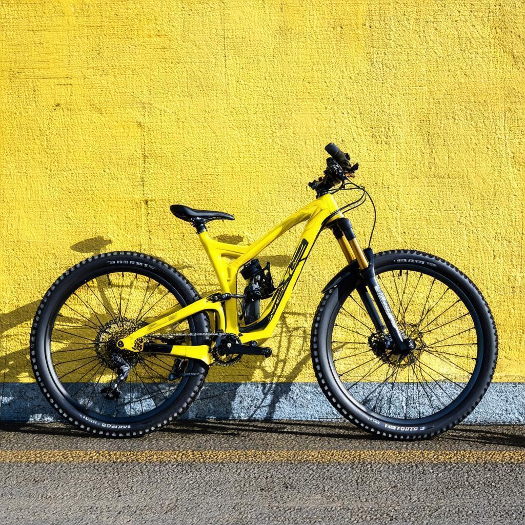 Vivid Yellow Mountain Bike in Sharp Focus