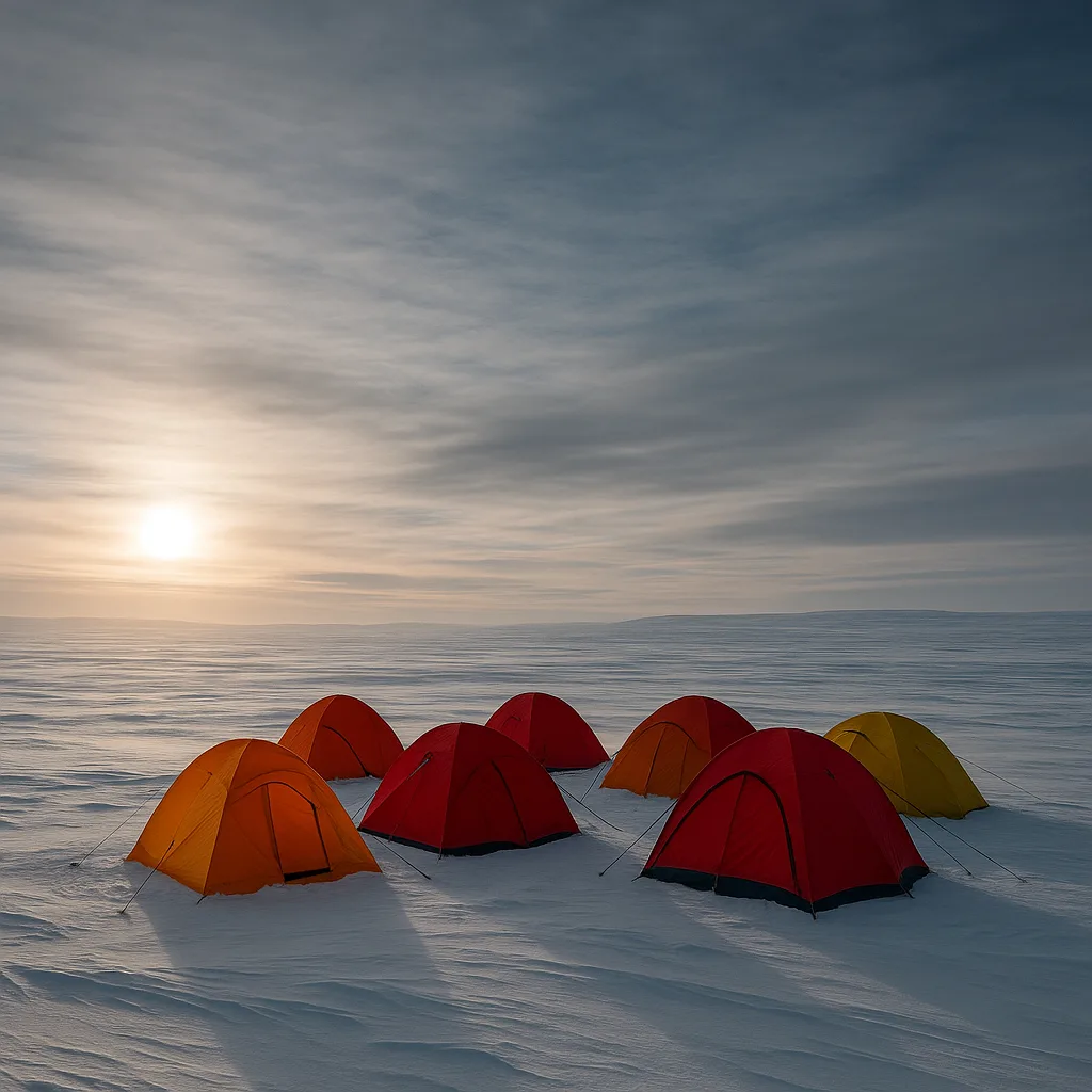 Handful of Brightly Colored Research Tents Huddle Together
