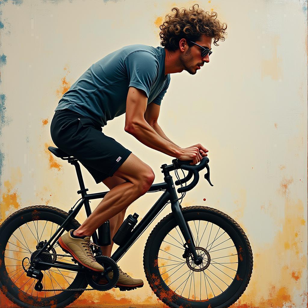 Expressionist Cyclist With Round Glasses
