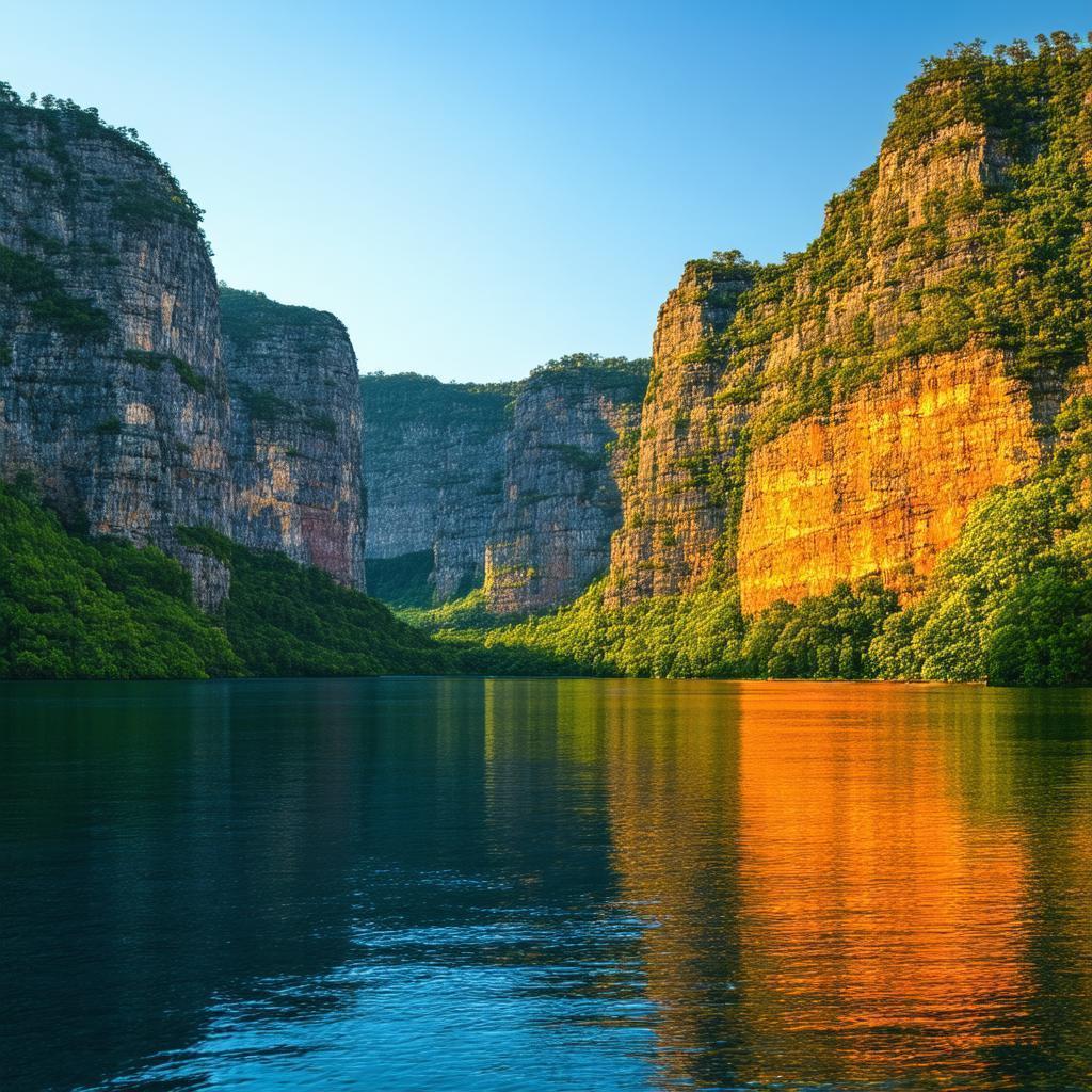 Golden Sunset Over Majestic Rocky Cliffs