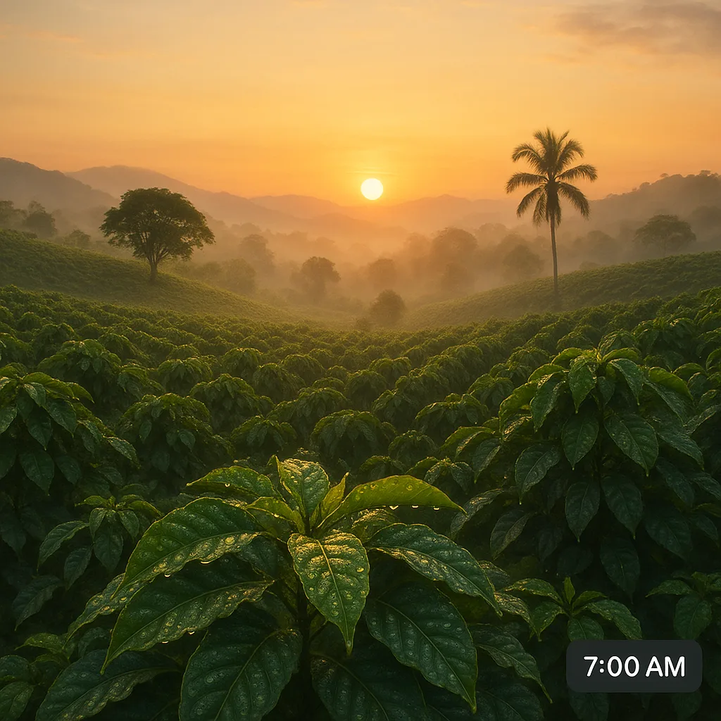 Serene Coffee Plantation in Colombia Glows