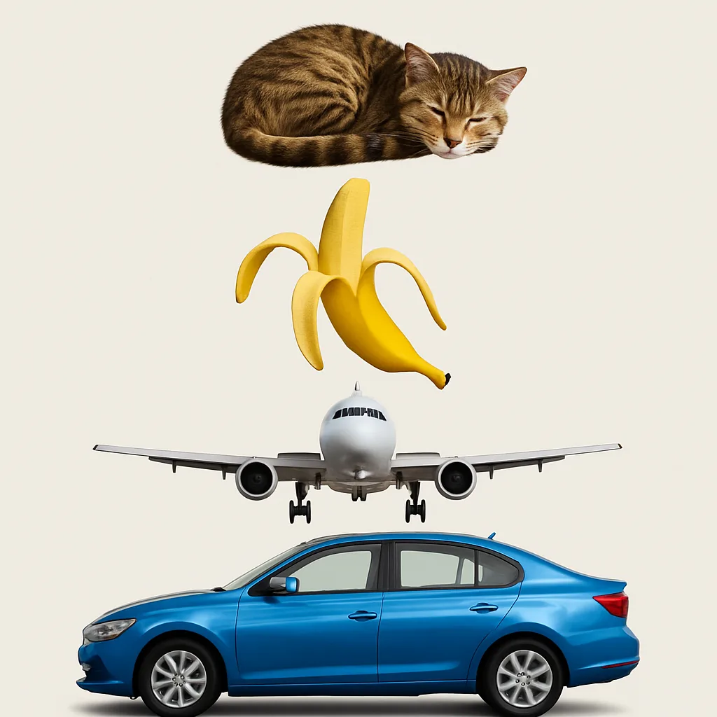 Sleeping Cat Rests Above a Peeled Banana