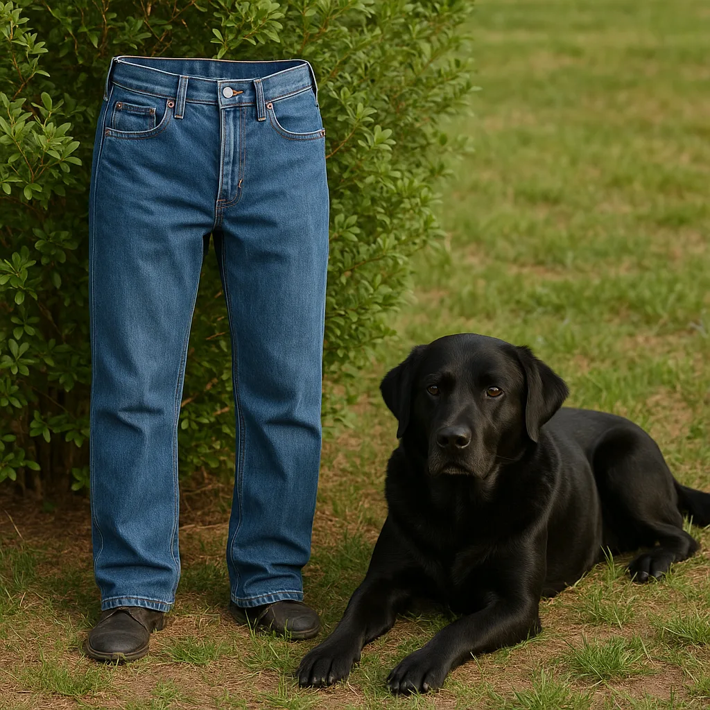 Shrub Beside a Resting Black Dog
