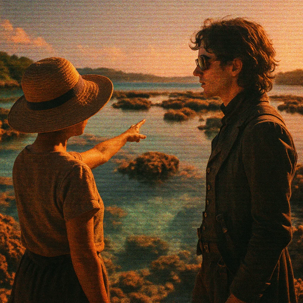 Petite Mentor in a Wide-brimmed Sun Hat Gestures