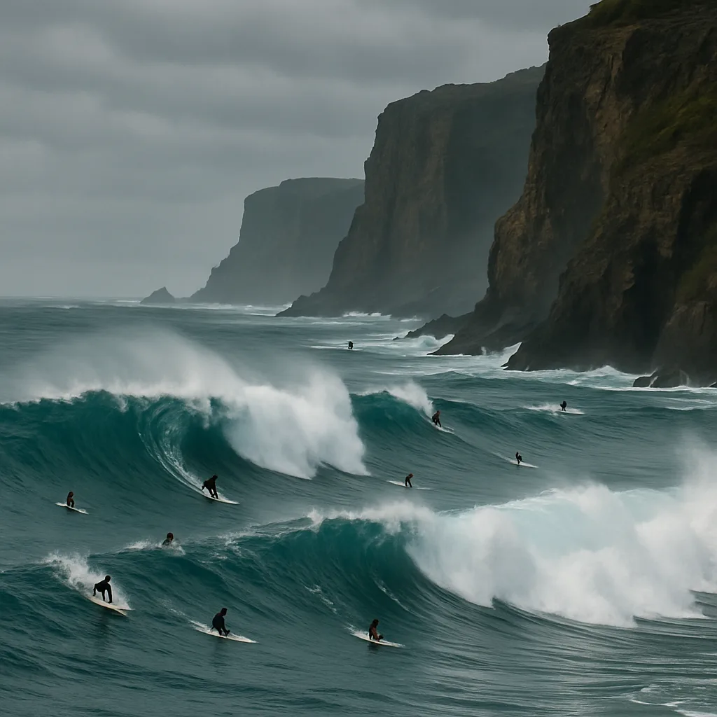 Handful of Tiny Surfers Rides Colossal Waves