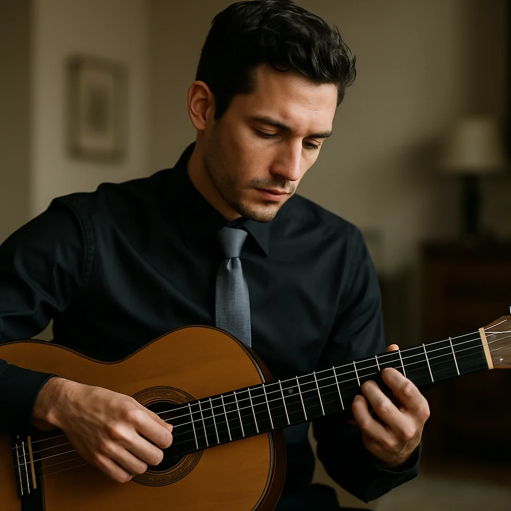 Man Wearing a Sleek Black Shirt