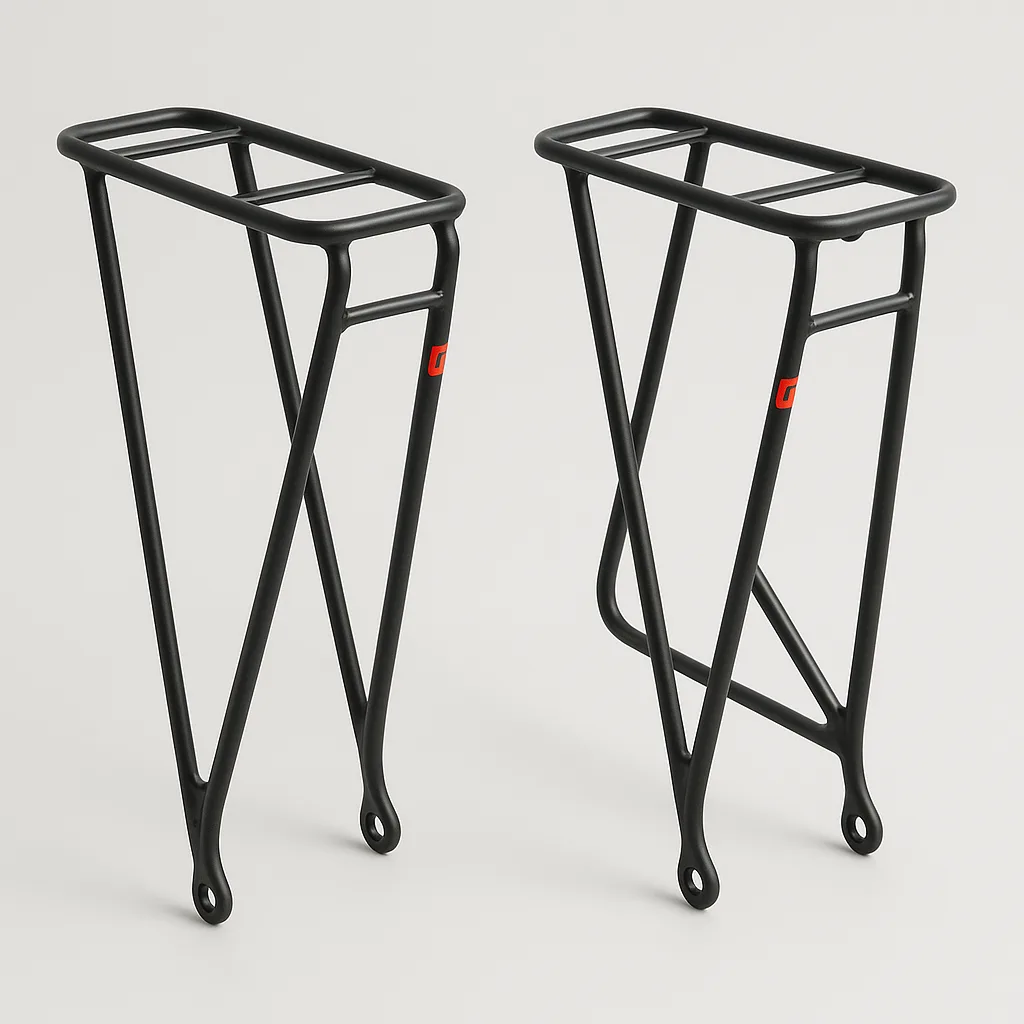 Two Black Metal Bicycle Pannier Racks