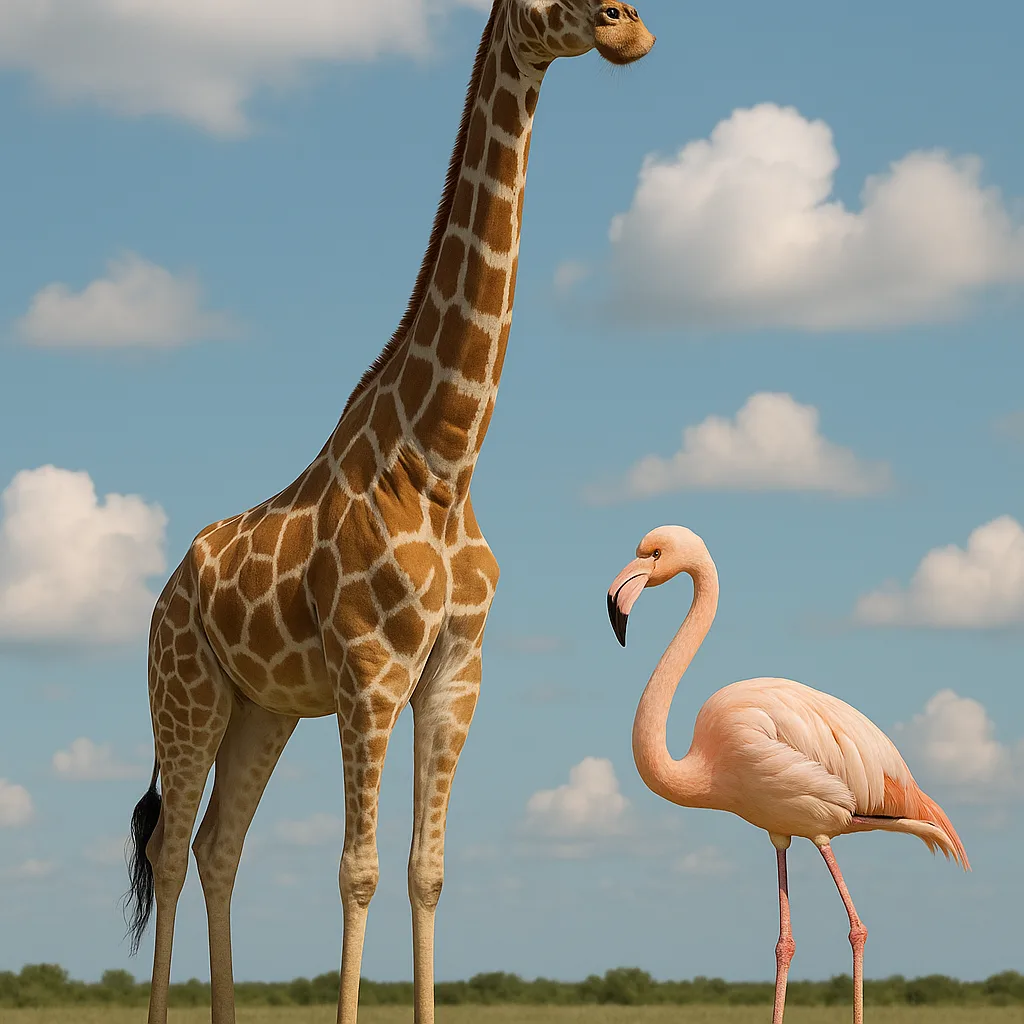 Giraffe with its Neck Stretched High to Highlight its Height