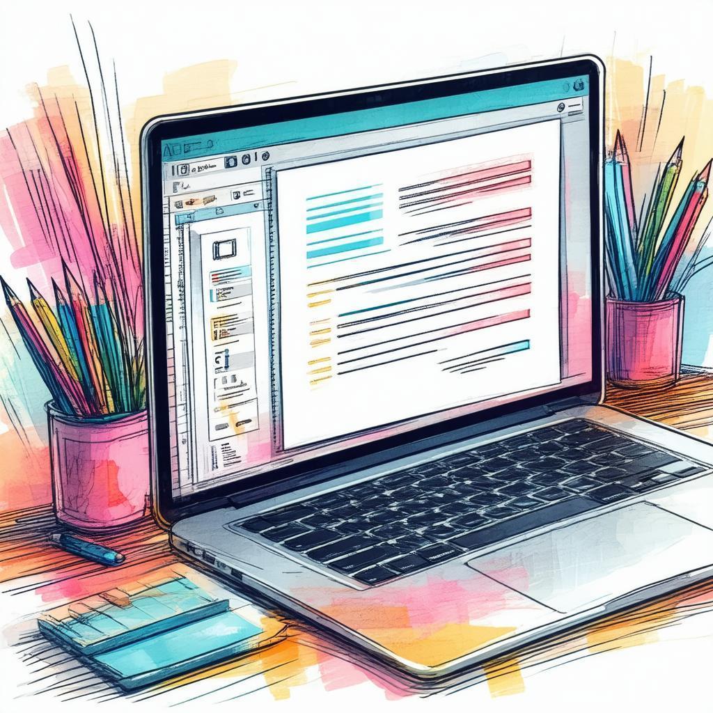 Hand Drawn Laptop Editing a Living Document