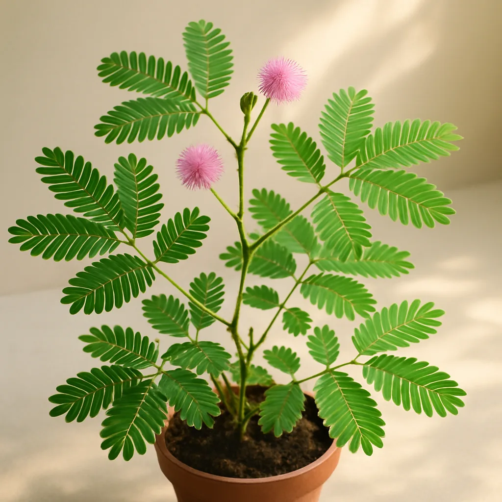 Healthy Mimosa Pudica Adorned with Gracefully Open Leaves