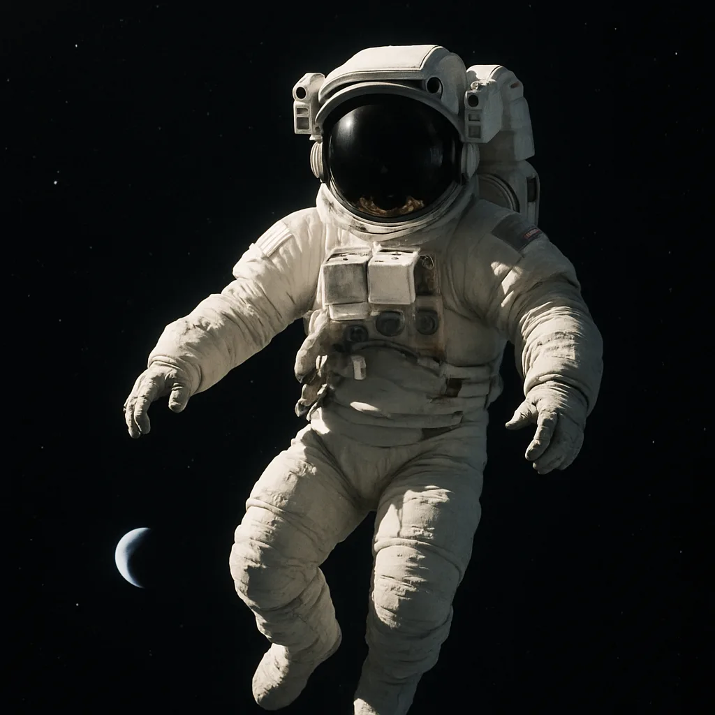 Crescent Earth Appears Small and Far Away in the Background