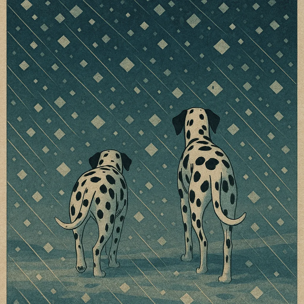 Two Varied Dalmatians from Behind Vanish