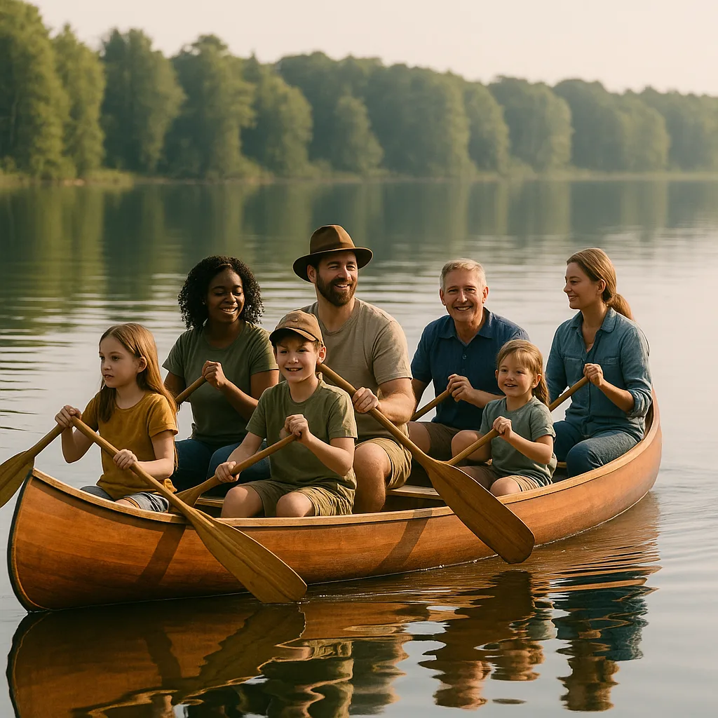 Wooden Canoe Carrying Both Children and Adults Glides