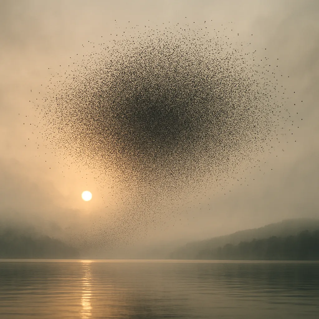 Vast Flock of Countless Tiny Birds Erupts
