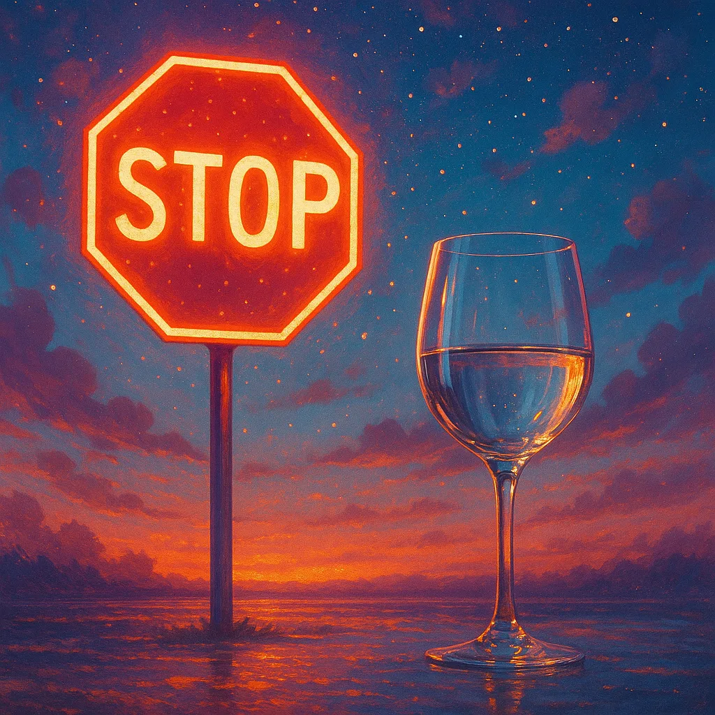 Lively Depiction Featuring an Illuminated Stop Sign