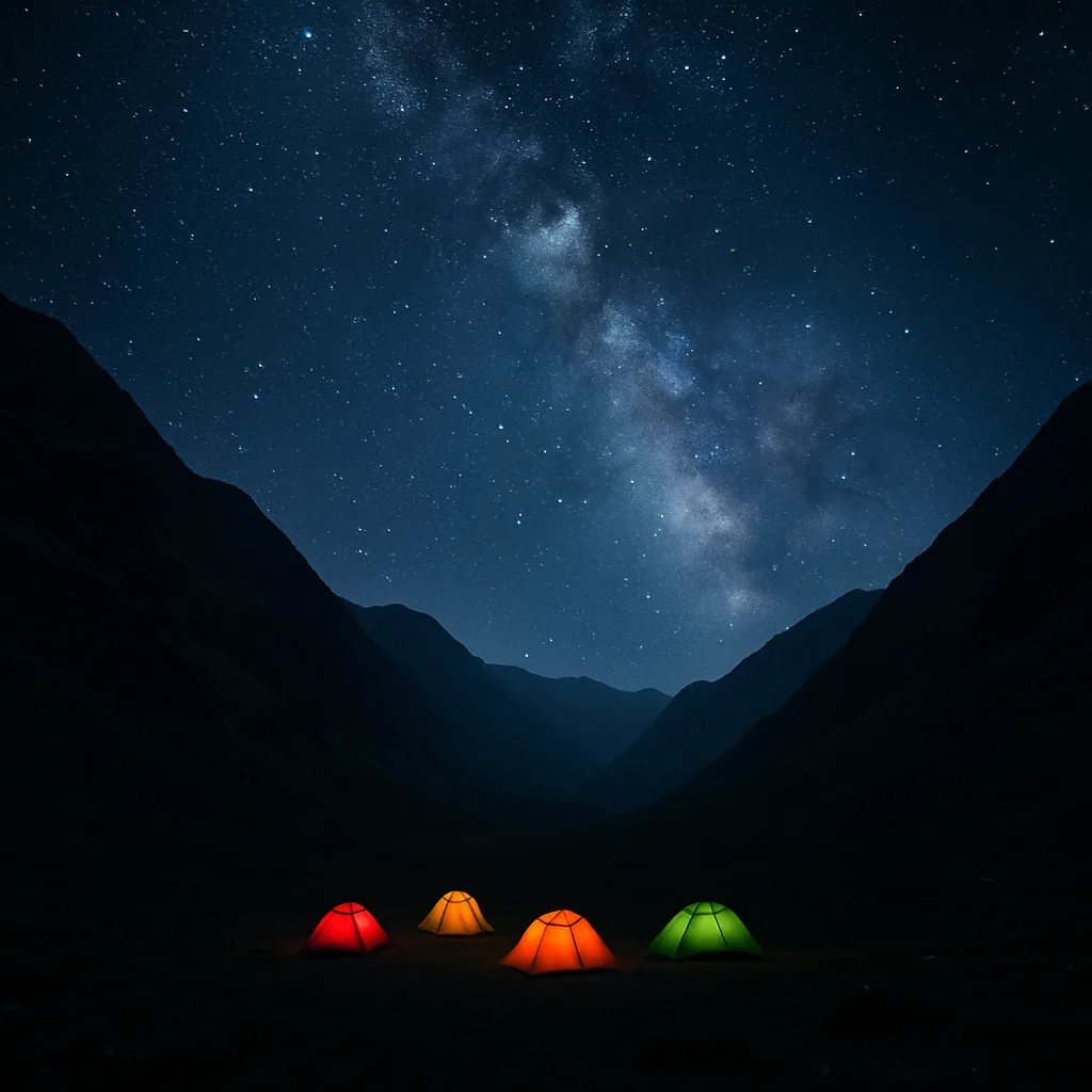 Few Brightly Colored Tents