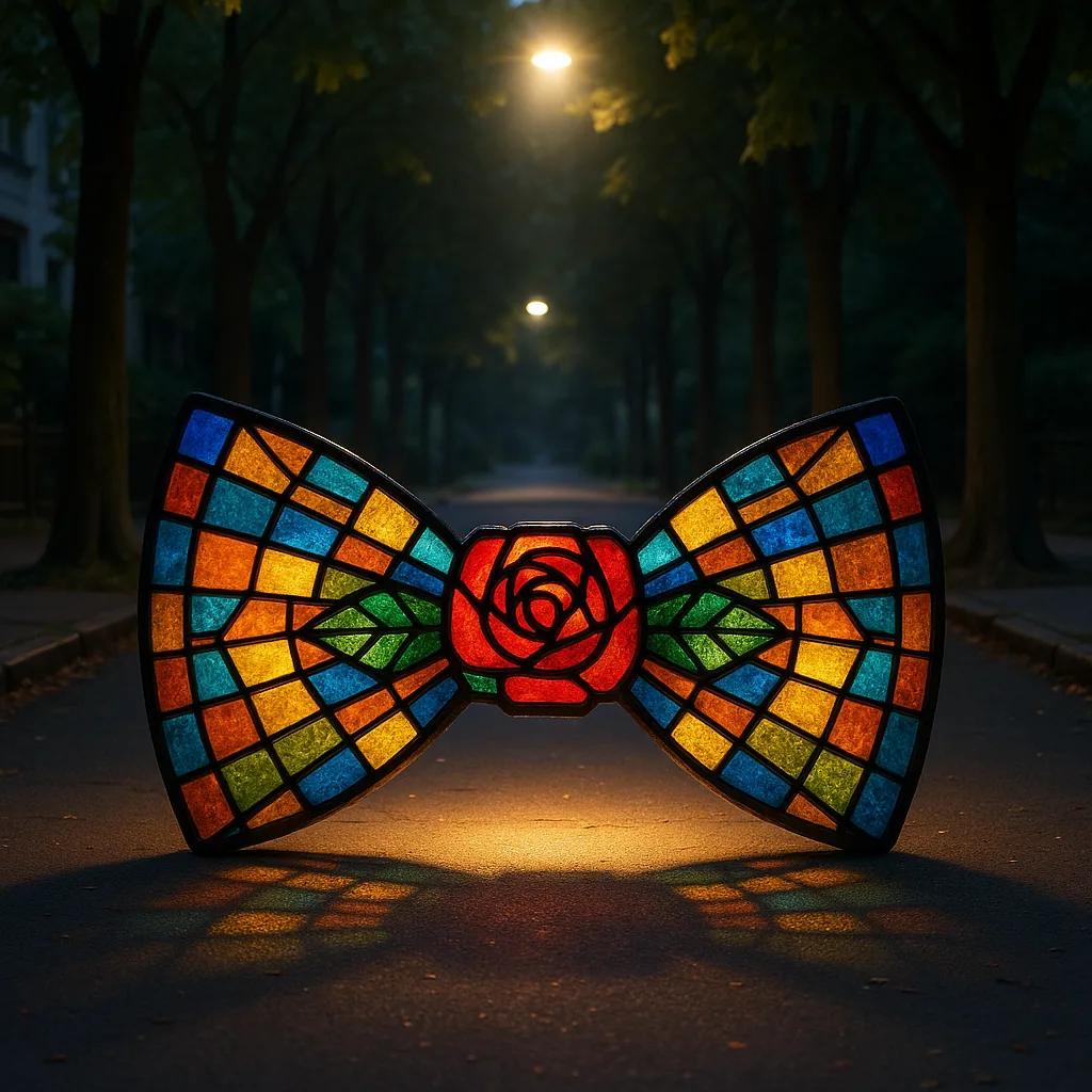 Luminous Stained Glass Rose Window Bow Tie