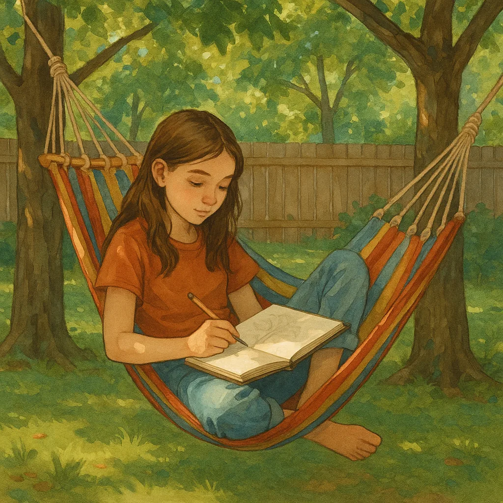Girl Reclines in a Hammock