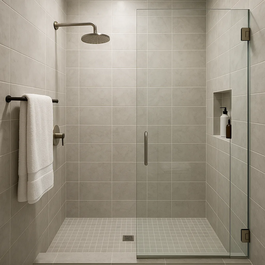 Modern Bathroom Shower Area with Glass Walls