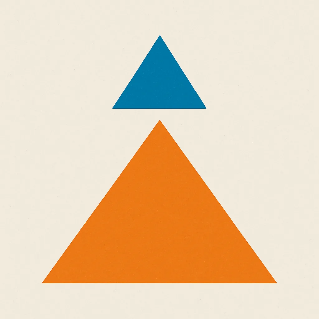 Small Triangle Colored Blue Placed Directly
