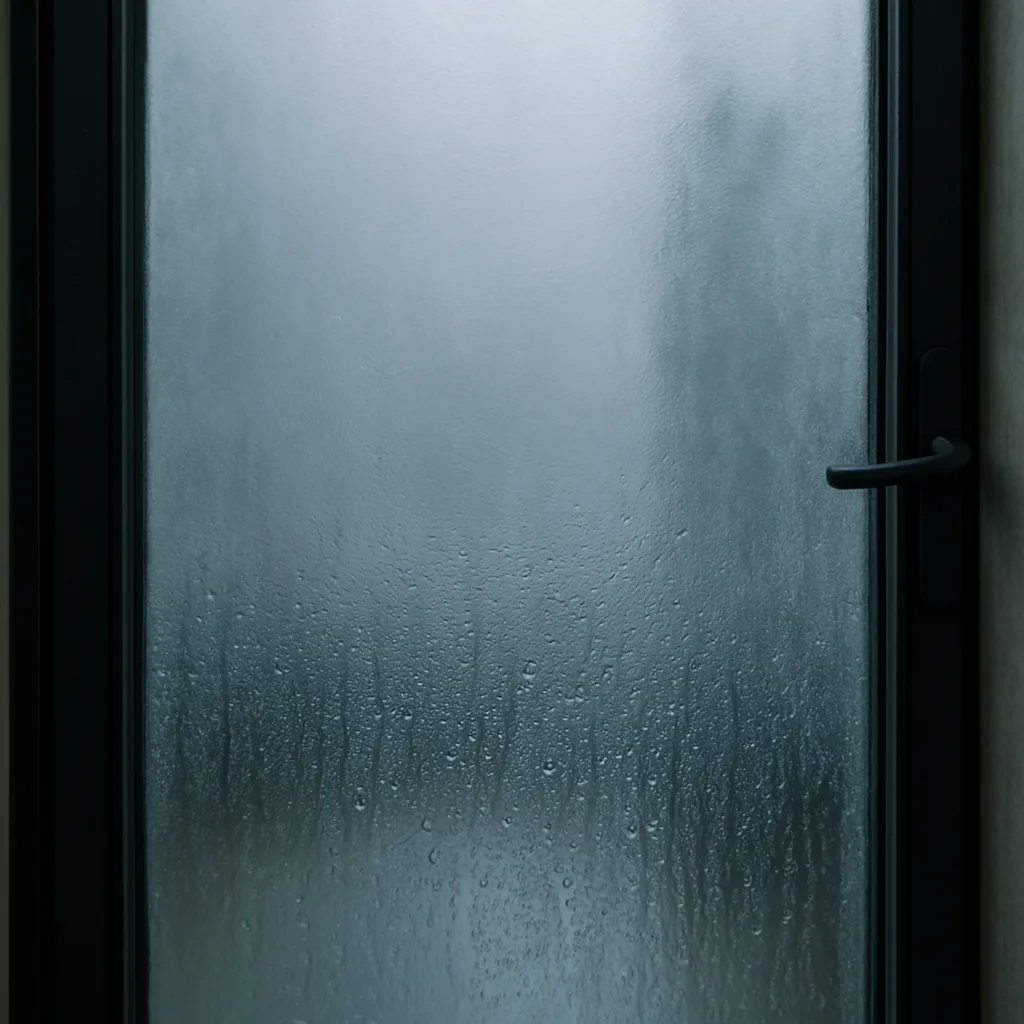 Glass Door Covered in Fog