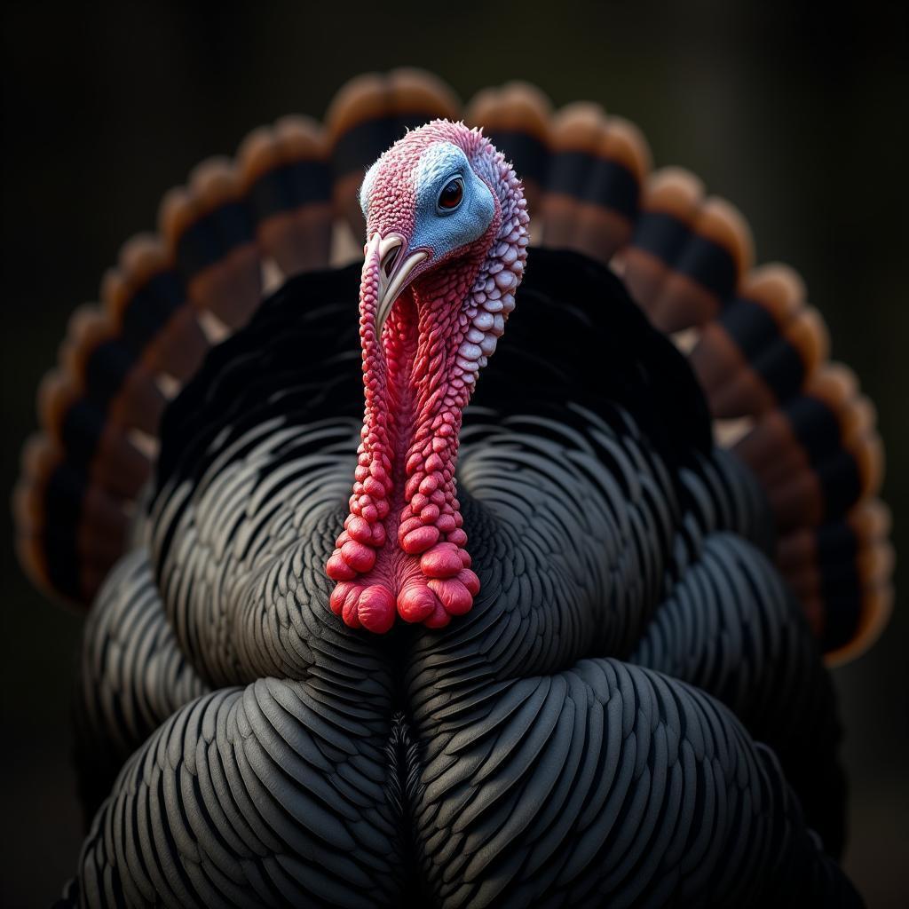 Turkey Feathers in Dramatic Close Detail