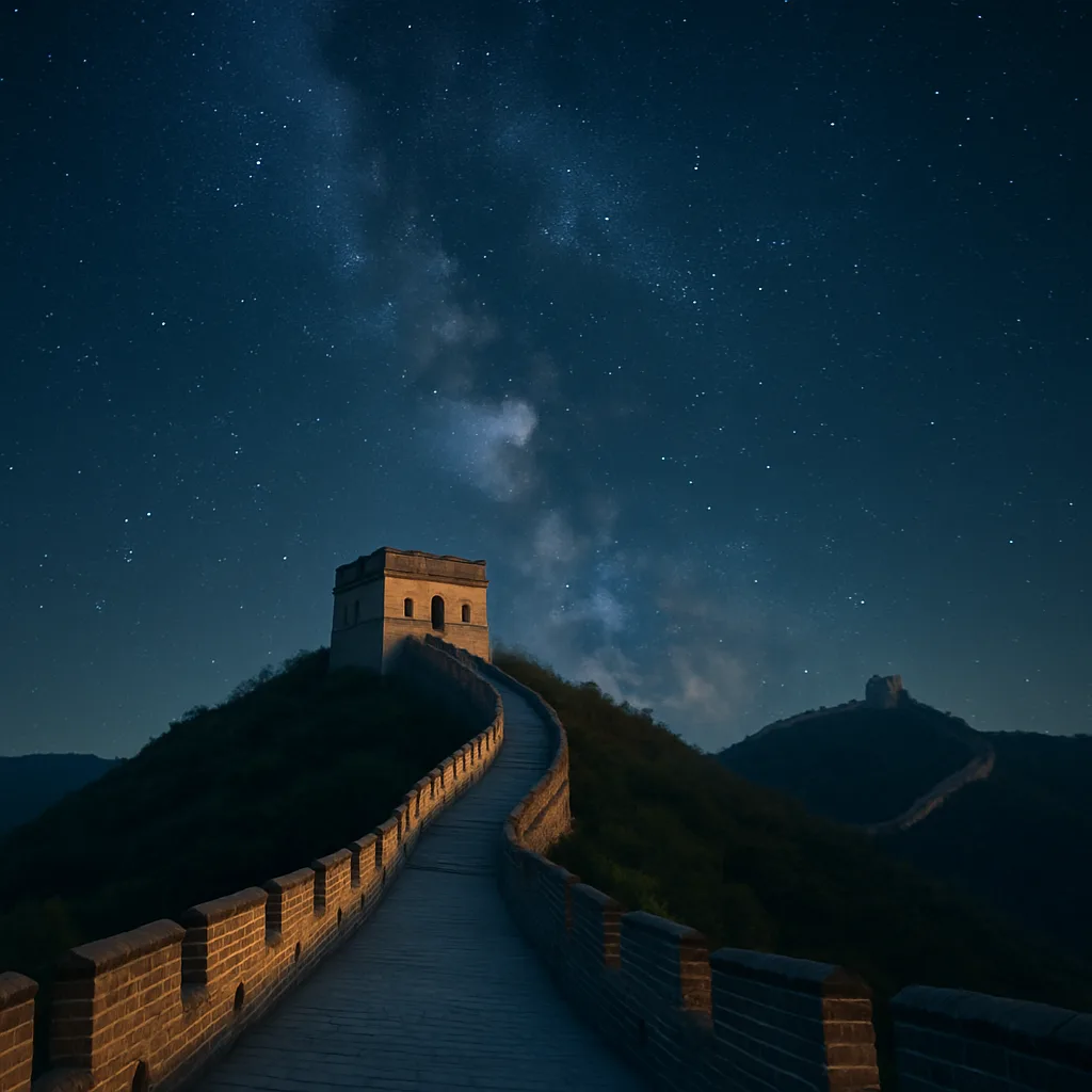 Under a Tranquil Night Sky Filled with Stars