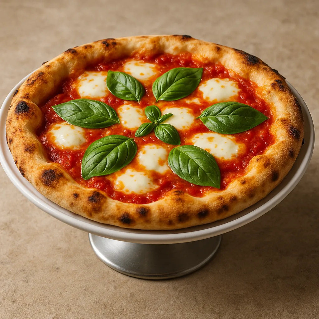 Fresh Margherita Pizza Topped with Tomato Sauce