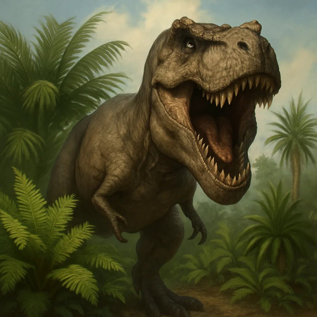 Roaring Tyrannosaurus Rex with its Jaws Wide Open